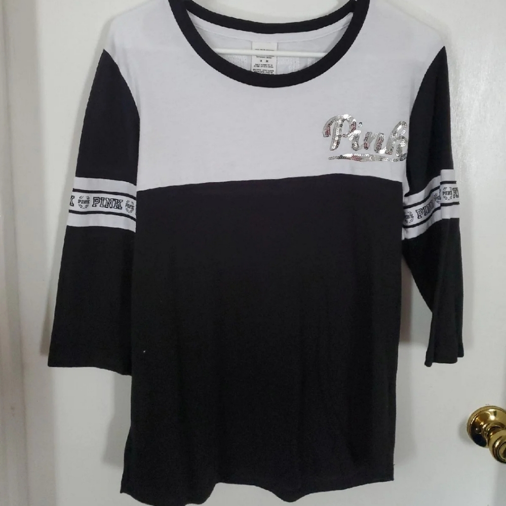 VS PINK 3/4 SLEEVE BLING SHIRT